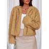 imagePRETTYGARDEN Womens 2026 Winter Coats Fluffy Cropped Faux Fur Jacket Long Sleeve Open Front Shaggy Outerwear Trendy ClothesYellow