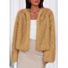 imagePRETTYGARDEN Womens 2026 Winter Coats Fluffy Cropped Faux Fur Jacket Long Sleeve Open Front Shaggy Outerwear Trendy ClothesYellow