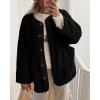 imagePRETTYGARDEN Womens 2026 Winter Coats Long Sleeve Button up Fuzzy Sherpa Fleece Jackets Outerwear Fall Fashion ClothesBlack