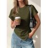 imagePRETTYGARDEN Womens Asymmetrical Tops 2026 Spring Summer Going Out Shirts Y2K Short Sleeve Crew Neck Ruched Trendy ClothesArmy Green