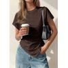 imagePRETTYGARDEN Womens Asymmetrical Tops 2026 Spring Summer Going Out Shirts Y2K Short Sleeve Crew Neck Ruched Trendy ClothesBrown