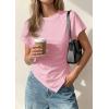 imagePRETTYGARDEN Womens Asymmetrical Tops 2026 Spring Summer Going Out Shirts Y2K Short Sleeve Crew Neck Ruched Trendy ClothesPink