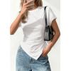 imagePRETTYGARDEN Womens Asymmetrical Tops 2026 Spring Summer Going Out Shirts Y2K Short Sleeve Crew Neck Ruched Trendy ClothesWhite