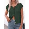 imagePRETTYGARDEN Womens Cap Short Sleeve Sweater Vest 2026 Spring Summer Lightweight Button Down Cardigans Trendy Loose TopsArmy Green