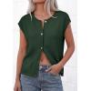 imagePRETTYGARDEN Womens Cap Short Sleeve Sweater Vest 2026 Spring Summer Lightweight Button Down Cardigans Trendy Loose TopsArmy Green