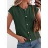 imagePRETTYGARDEN Womens Cap Short Sleeve Sweater Vest 2026 Spring Summer Lightweight Button Down Cardigans Trendy Loose TopsArmy Green