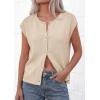 imagePRETTYGARDEN Womens Cap Short Sleeve Sweater Vest 2026 Spring Summer Lightweight Button Down Cardigans Trendy Loose TopsBeige