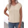 imagePRETTYGARDEN Womens Cap Short Sleeve Sweater Vest 2026 Spring Summer Lightweight Button Down Cardigans Trendy Loose TopsBeige