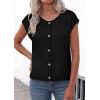 imagePRETTYGARDEN Womens Cap Short Sleeve Sweater Vest 2026 Spring Summer Lightweight Button Down Cardigans Trendy Loose TopsBlack