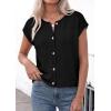 imagePRETTYGARDEN Womens Cap Short Sleeve Sweater Vest 2026 Spring Summer Lightweight Button Down Cardigans Trendy Loose TopsBlack