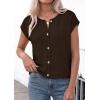 imagePRETTYGARDEN Womens Cap Short Sleeve Sweater Vest 2026 Spring Summer Lightweight Button Down Cardigans Trendy Loose TopsBrown
