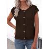 imagePRETTYGARDEN Womens Cap Short Sleeve Sweater Vest 2026 Spring Summer Lightweight Button Down Cardigans Trendy Loose TopsBrown