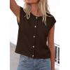 imagePRETTYGARDEN Womens Cap Short Sleeve Sweater Vest 2026 Spring Summer Lightweight Button Down Cardigans Trendy Loose TopsBrown