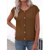 imagePRETTYGARDEN Womens Cap Short Sleeve Sweater Vest 2026 Spring Summer Lightweight Button Down Cardigans Trendy Loose TopsKhaki