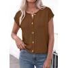 imagePRETTYGARDEN Womens Cap Short Sleeve Sweater Vest 2026 Spring Summer Lightweight Button Down Cardigans Trendy Loose TopsKhaki