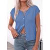 imagePRETTYGARDEN Womens Cap Short Sleeve Sweater Vest 2026 Spring Summer Lightweight Button Down Cardigans Trendy Loose TopsLight Blue