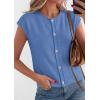 imagePRETTYGARDEN Womens Cap Short Sleeve Sweater Vest 2026 Spring Summer Lightweight Button Down Cardigans Trendy Loose TopsLight Blue