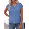 imagePRETTYGARDEN Womens Cap Short Sleeve Sweater Vest 2026 Spring Summer Lightweight Button Down Cardigans Trendy Loose TopsLight Blue
