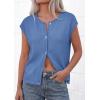 imagePRETTYGARDEN Womens Cap Short Sleeve Sweater Vest 2026 Spring Summer Lightweight Button Down Cardigans Trendy Loose TopsLight Blue
