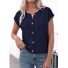 imagePRETTYGARDEN Womens Cap Short Sleeve Sweater Vest 2026 Spring Summer Lightweight Button Down Cardigans Trendy Loose TopsNavy Blue
