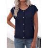 imagePRETTYGARDEN Womens Cap Short Sleeve Sweater Vest 2026 Spring Summer Lightweight Button Down Cardigans Trendy Loose TopsNavy Blue