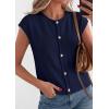 imagePRETTYGARDEN Womens Cap Short Sleeve Sweater Vest 2026 Spring Summer Lightweight Button Down Cardigans Trendy Loose TopsNavy Blue