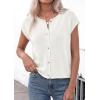 imagePRETTYGARDEN Womens Cap Short Sleeve Sweater Vest 2026 Spring Summer Lightweight Button Down Cardigans Trendy Loose TopsWhite