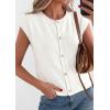 imagePRETTYGARDEN Womens Cap Short Sleeve Sweater Vest 2026 Spring Summer Lightweight Button Down Cardigans Trendy Loose TopsWhite