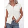 imagePRETTYGARDEN Womens Cap Short Sleeve Sweater Vest 2026 Spring Summer Lightweight Button Down Cardigans Trendy Loose TopsWhite