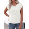 imagePRETTYGARDEN Womens Cap Short Sleeve Sweater Vest 2026 Spring Summer Lightweight Button Down Cardigans Trendy Loose TopsWhite