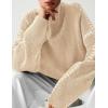 imagePRETTYGARDEN Womens Chunky Knit Sweaters 2026 Fall Long Sleeve Mock Neck Oversized Pullover Tops Winter Fashion ClothesApricot