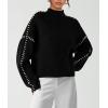 imagePRETTYGARDEN Womens Chunky Knit Sweaters 2026 Fall Long Sleeve Mock Neck Oversized Pullover Tops Winter Fashion ClothesBlack