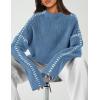 imagePRETTYGARDEN Womens Chunky Knit Sweaters 2026 Fall Long Sleeve Mock Neck Oversized Pullover Tops Winter Fashion ClothesBlue