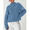 imagePRETTYGARDEN Womens Chunky Knit Sweaters 2026 Fall Long Sleeve Mock Neck Oversized Pullover Tops Winter Fashion ClothesBlue