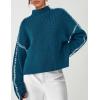 imagePRETTYGARDEN Womens Chunky Knit Sweaters 2026 Fall Long Sleeve Mock Neck Oversized Pullover Tops Winter Fashion ClothesBlue Green