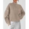 imagePRETTYGARDEN Womens Chunky Knit Sweaters 2026 Fall Long Sleeve Mock Neck Oversized Pullover Tops Winter Fashion ClothesCamel
