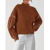 imagePRETTYGARDEN Womens Chunky Knit Sweaters 2026 Fall Long Sleeve Mock Neck Oversized Pullover Tops Winter Fashion ClothesCaramel