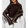 imagePRETTYGARDEN Womens Chunky Knit Sweaters 2026 Fall Long Sleeve Mock Neck Oversized Pullover Tops Winter Fashion ClothesCoffee