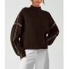 imagePRETTYGARDEN Womens Chunky Knit Sweaters 2026 Fall Long Sleeve Mock Neck Oversized Pullover Tops Winter Fashion ClothesCoffee