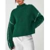 imagePRETTYGARDEN Womens Chunky Knit Sweaters 2026 Fall Long Sleeve Mock Neck Oversized Pullover Tops Winter Fashion ClothesDark Green
