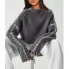 imagePRETTYGARDEN Womens Chunky Knit Sweaters 2026 Fall Long Sleeve Mock Neck Oversized Pullover Tops Winter Fashion ClothesGrey