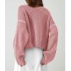 imagePRETTYGARDEN Womens Chunky Knit Sweaters 2026 Fall Long Sleeve Mock Neck Oversized Pullover Tops Winter Fashion ClothesGrey Pink