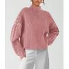 imagePRETTYGARDEN Womens Chunky Knit Sweaters 2026 Fall Long Sleeve Mock Neck Oversized Pullover Tops Winter Fashion ClothesGrey Pink