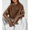 imagePRETTYGARDEN Womens Chunky Knit Sweaters 2026 Fall Long Sleeve Mock Neck Oversized Pullover Tops Winter Fashion ClothesKhaki