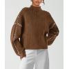 imagePRETTYGARDEN Womens Chunky Knit Sweaters 2026 Fall Long Sleeve Mock Neck Oversized Pullover Tops Winter Fashion ClothesKhaki