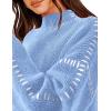 imagePRETTYGARDEN Womens Chunky Knit Sweaters 2026 Fall Long Sleeve Mock Neck Oversized Pullover Tops Winter Fashion ClothesLight Blue