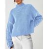 imagePRETTYGARDEN Womens Chunky Knit Sweaters 2026 Fall Long Sleeve Mock Neck Oversized Pullover Tops Winter Fashion ClothesLight Blue