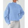 imagePRETTYGARDEN Womens Chunky Knit Sweaters 2026 Fall Long Sleeve Mock Neck Oversized Pullover Tops Winter Fashion ClothesLight Blue
