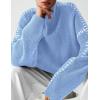 imagePRETTYGARDEN Womens Chunky Knit Sweaters 2026 Fall Long Sleeve Mock Neck Oversized Pullover Tops Winter Fashion ClothesLight Blue