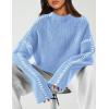 imagePRETTYGARDEN Womens Chunky Knit Sweaters 2026 Fall Long Sleeve Mock Neck Oversized Pullover Tops Winter Fashion ClothesLight Blue